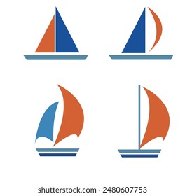 cute Set of Sailboat Icons vector