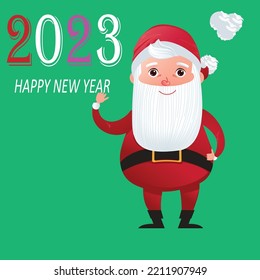 A cute set of Santa Claus with a happy Christmas character 