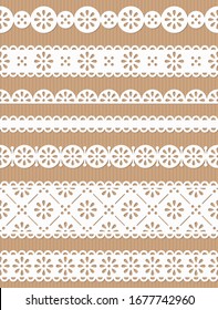 Cute set of seamless lace borders. Vector illustration.