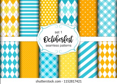 Cute set of seamless traditional Octoberfest patterns