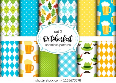 Cute set of seamless traditional Octoberfest patterns