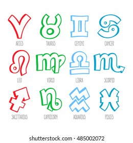 cute set of sketch zodiac signs. hand-drawn illustration