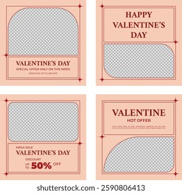 cute set of social media post for valentine's day