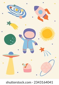 cute set of space elements