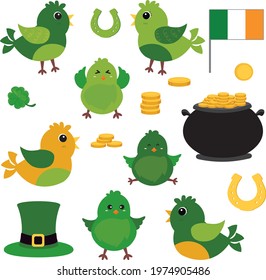 Cute set of St patrick birds