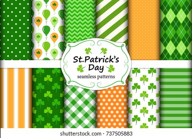 Cute Set of St. Patrick's Day Seamless Patterns