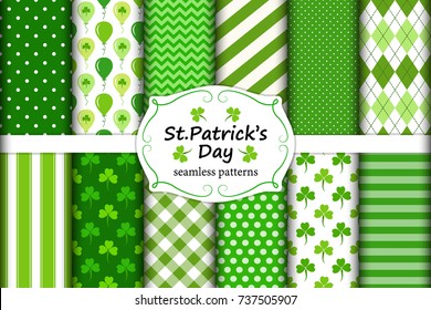 Cute Set of St. Patrick's Day Seamless Patterns