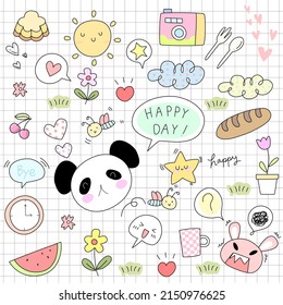 Modepatches pastellfarben-süße Kawai Set für Aufkleber , Postkarte , Einladung . Vektorgrafik für Kinderelemente