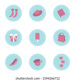 Cute set for Story Highlights. Vector icon illustration