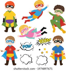 Cute set of superheroes clipart