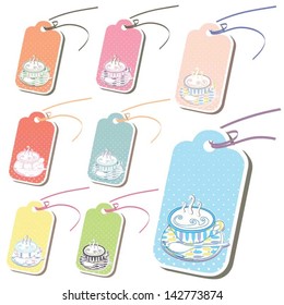 Cute set of tea or coffee tags Vector Illustration
