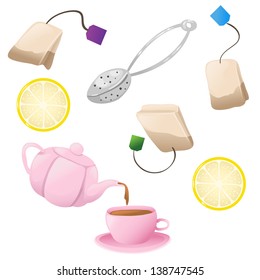 Cute Set Tea Icons Stock Vector (Royalty Free) 138747545 | Shutterstock