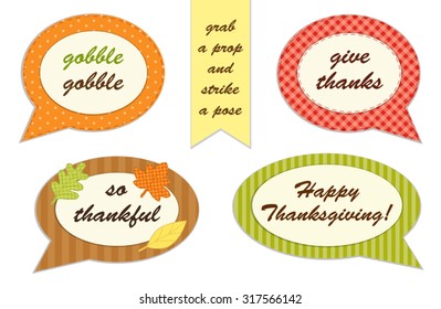 Cute set of Thanksgiving speech bubble photo booth props! Grab a prop and strike a pose!