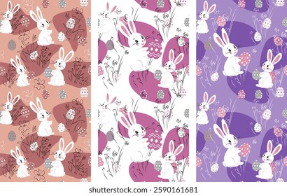 Cute Set of Three Bunny Egg Hunt Patterns