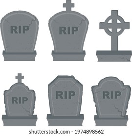 Cute set of tombstone grave clipart