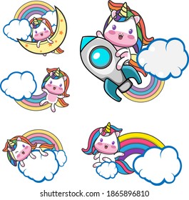 Cute set of unicorn mascot v.02