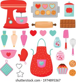 Cute set of valentine baking clipart