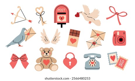Cute set for Valentine's Day. A symbol of love