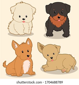 Cute set of vector Dogs/Puppies (Sitting)