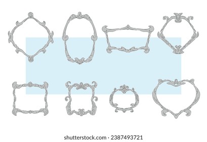 Cute set of Victorian style painting shapes, vector elements for interior design