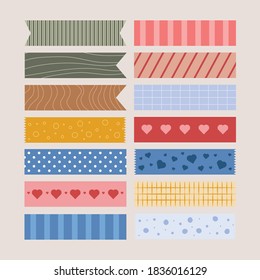 Cute Set Of Washi Tape Vector Set Collection Isolated Sticker