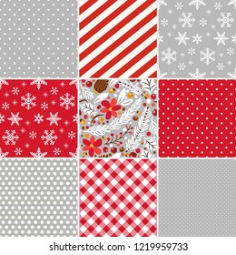 Cute set of winter holidays patterns