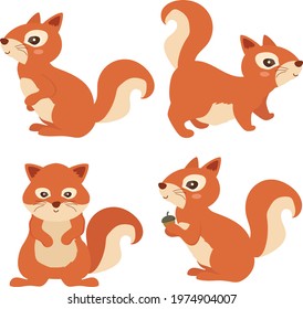 Cute set of woodland squirrle clipart.