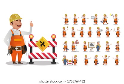 Cute Set - Set of worker with different emotion