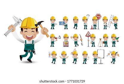 Cute Set - Set of worker with different emotion