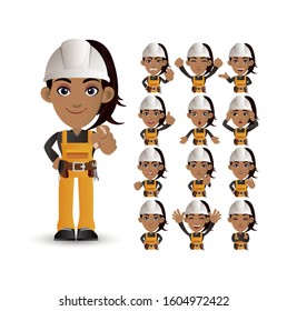 Cute Set - Set of worker with different emotions