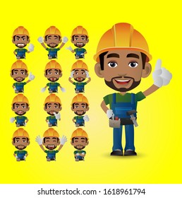 Cute Set - Set of worker with different emotions