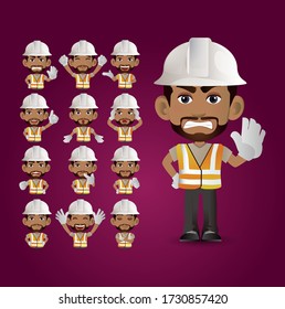 Juego de palabras: conjunto de trabajadores con diferentes emociones