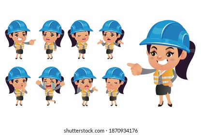 Cute Set-engineer with different emotions