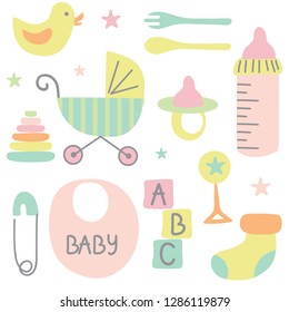 Cute sets of Baby ornament collection, vector illustration