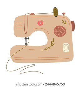 Cute sewing machine. Modern vector illustration. Isolated.