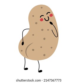 Cute Sexy Potato With Booty. Embarrassed Cartoon Potato With Ass. Happy Smiling Vegetable With Booty. Vector Illustration