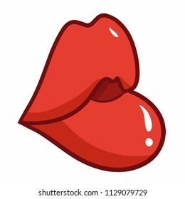 Cute and sexy red lip - vector