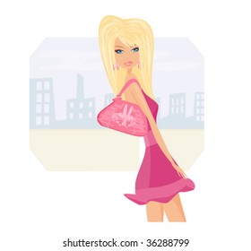 Cute Sexy Woman Shopping Bag Stock Vector Royalty Free Shutterstock