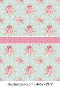 Cute shabby chic background with roses and polka dots for your decoration