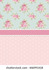 Cute shabby chic background with roses and polka dots for your decoration