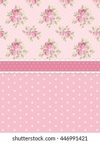 Cute shabby chic background with roses and polka dots for your decoration