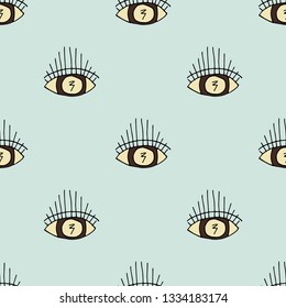 Cute shabby  seamless green background with eyes pattern . Seamless  design
for fabric, cover, banner, interior, children's clothing, print for packaging cosmetics, gift packaging