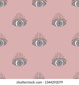Cute shabby  seamless pink background with eyes pattern . Seamless  design
for fabric, cover, banner, interior, children's clothing, print for packaging cosmetics, gift packaging