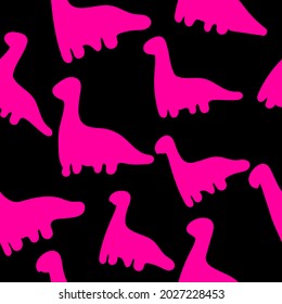 Cute of shadow pink dino, cool funny design vector kids poster. Seamless background