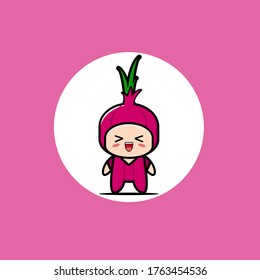 Cute Shallot Mascot Vector Design