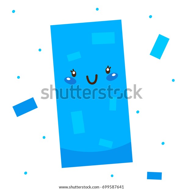 Cute Shape Blue Rectangle Cartoon Character Stock Vector (Royalty Free ...