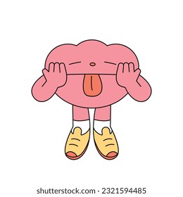 Cute shape character. A cloud-shaped figure is teasing while making fun of it.