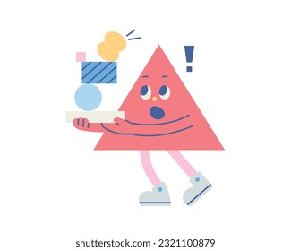 Cute shape characters. A triangle is dangerously stacking and carrying various shapes.