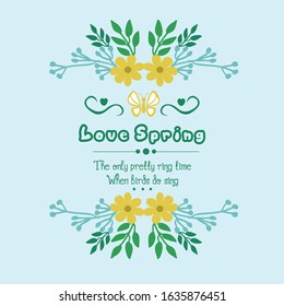 Cute shape of leaf and floral frame, for love spring card design. Vector