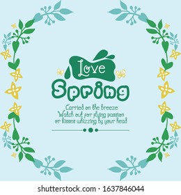 Cute shape of leaf and floral frame, for love spring card design. Vector